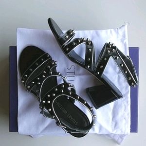 Stuart Weitzman Studded Medium Heel Sandals